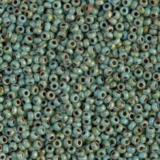 Miyuki rocailles Perlen 11/0 - Opaque turquoise blue picasso 11-4514